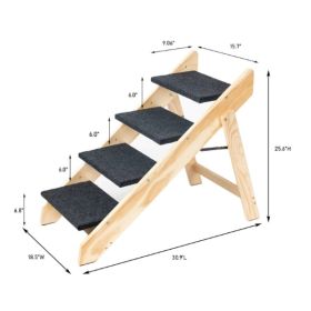 Wooden Foldable 4-storey Pet Stairs And Ramps (Option: Acacia wood) Wooden Foldable 4-storey Pet Stairs And Ramps (Option: Acacia wood)