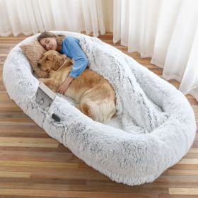 Human Dog Bed, Large Size Fits You And Pets, Washable Faux Fur Dog Bed For People Doze Off, Napping Orthopedic Dog Bed, Present Plump Pillow, Blanket, (Option: Gray-6XL71Lx45Wx12Th) Human Dog Bed, Large Size Fits You And Pets, Washable Faux Fur Dog Bed For People Doze Off, Napping Orthopedic Dog Bed, Present Plump Pillow, Blanket, (Option: Gray-6XL71Lx45Wx12Th)